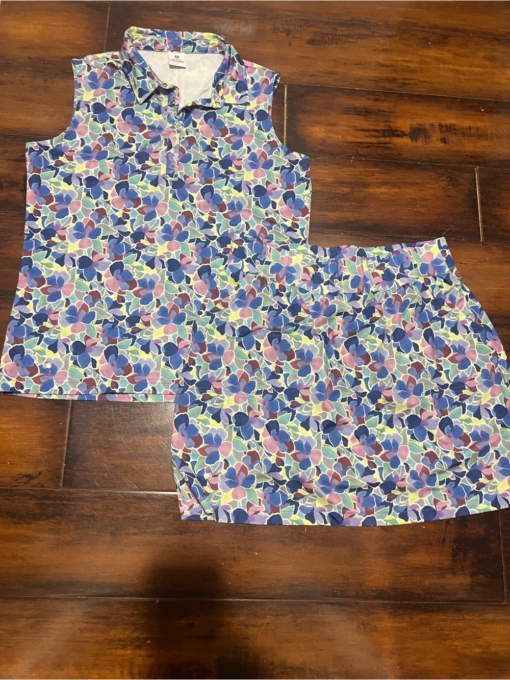 Daily Sports Golf/Athletic Polo and Skort in Blue, Pink & Green